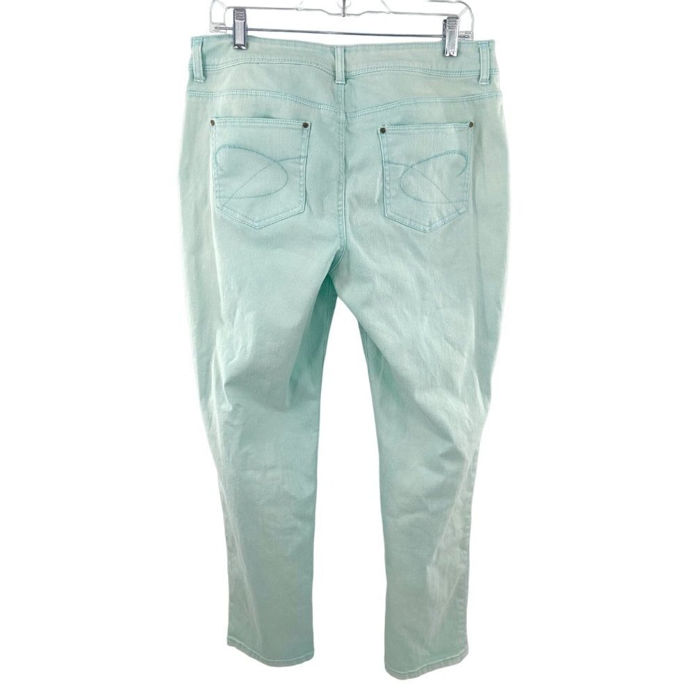 CHICO'S PLATINUM LIGHT GREEN DENIM JEANS - L/12/CH2